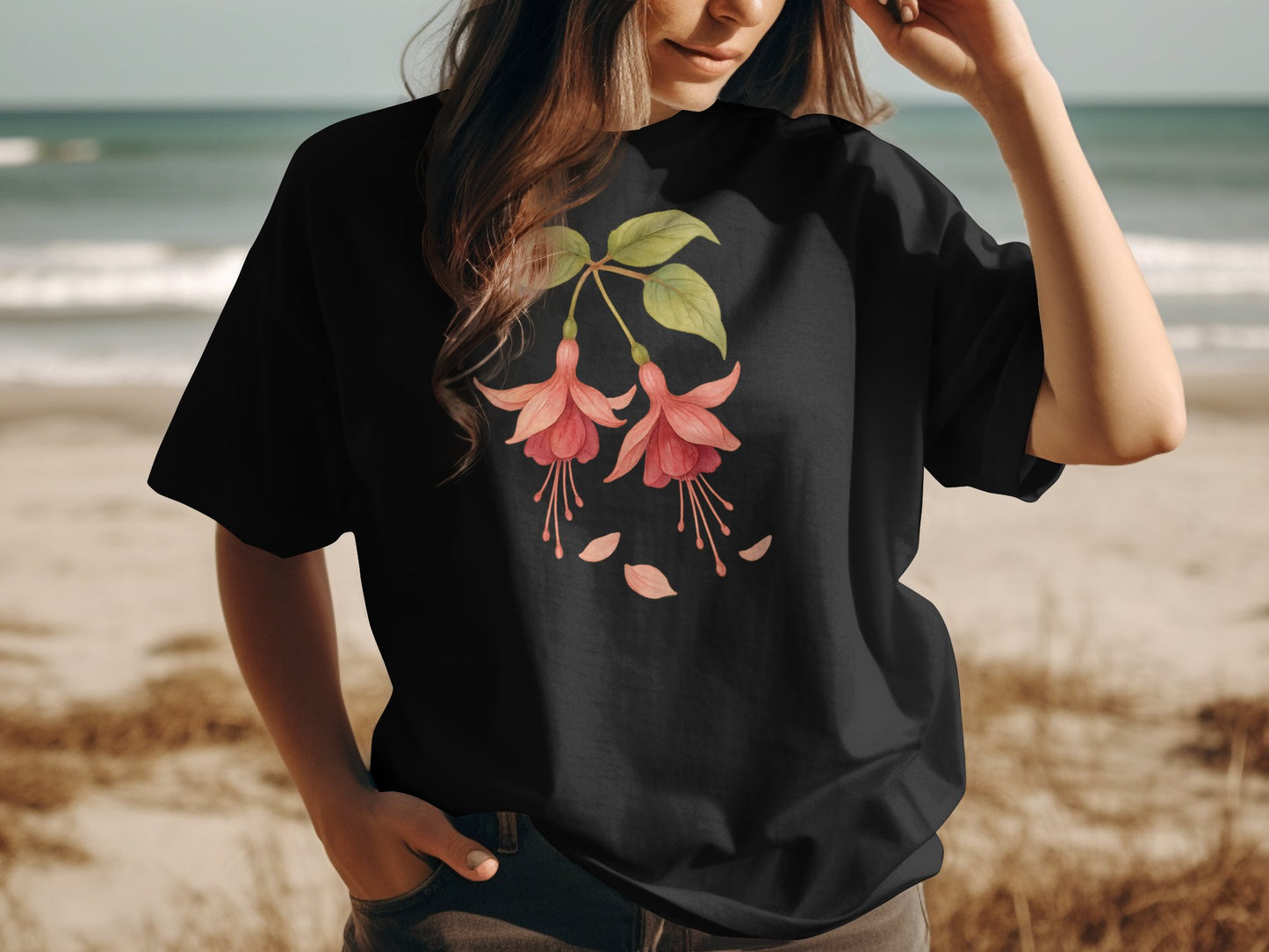 Fuchsia Flower Graphic Print Unisex T-Shirt product