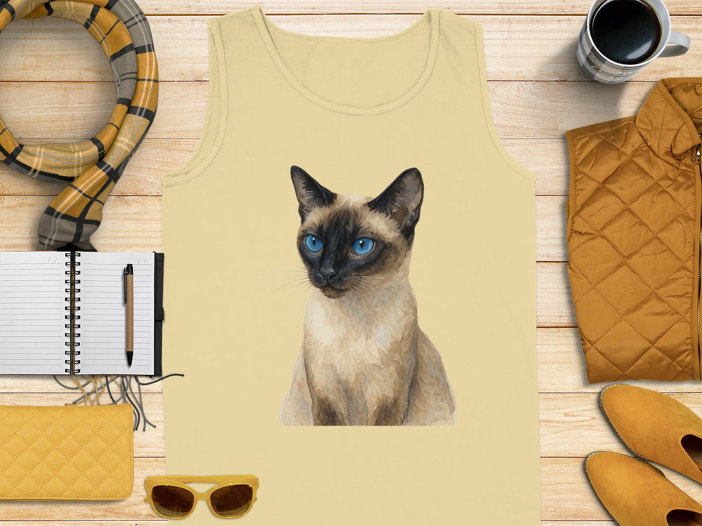 Cat Lover's Perfect Tank Top with Siamese Cat Design product