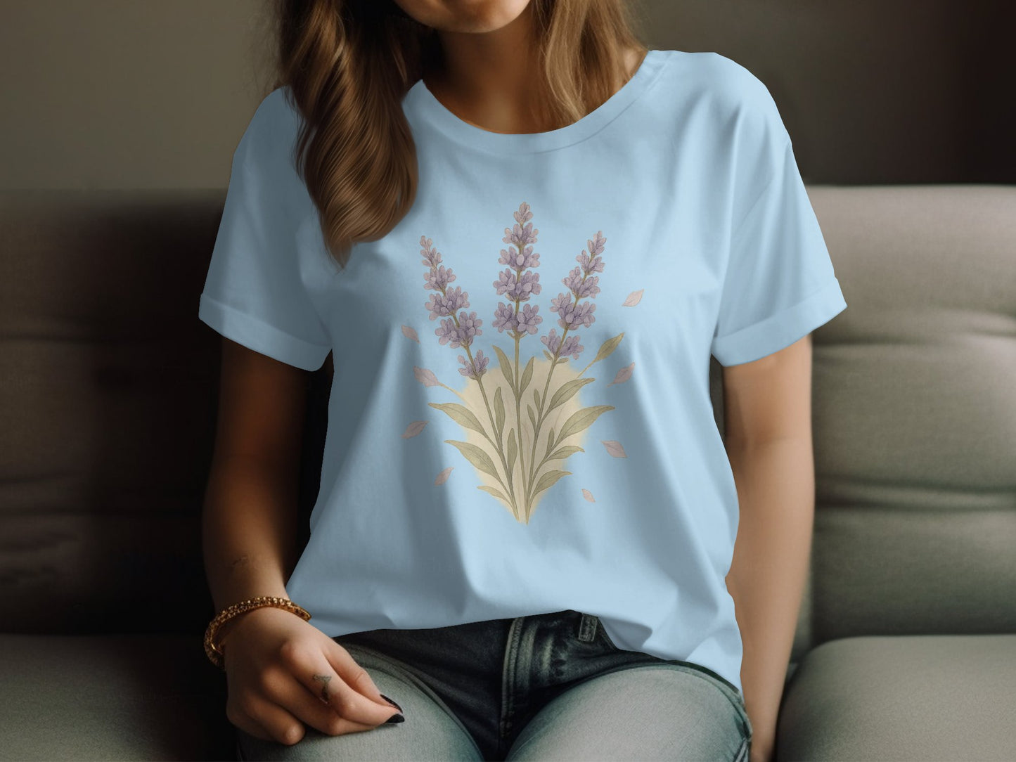Lavender Flower Bouquet Print Graphic T-Shirt product type