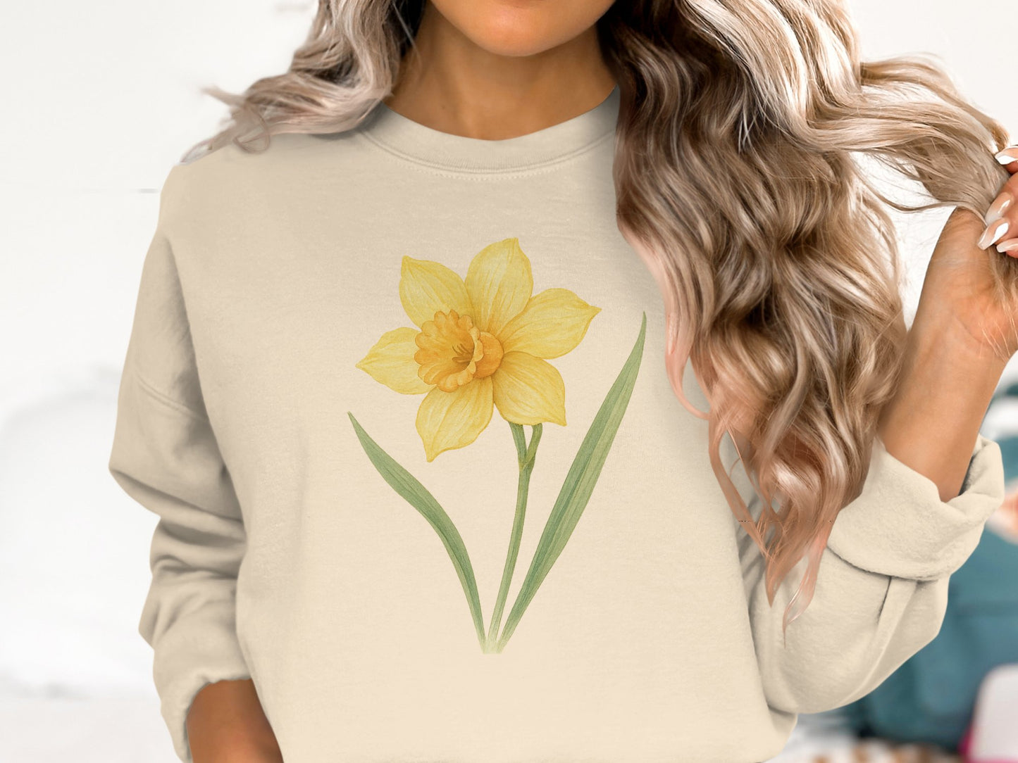 Beautiful Cream Daffodil Graphic Long Sleeve product type
