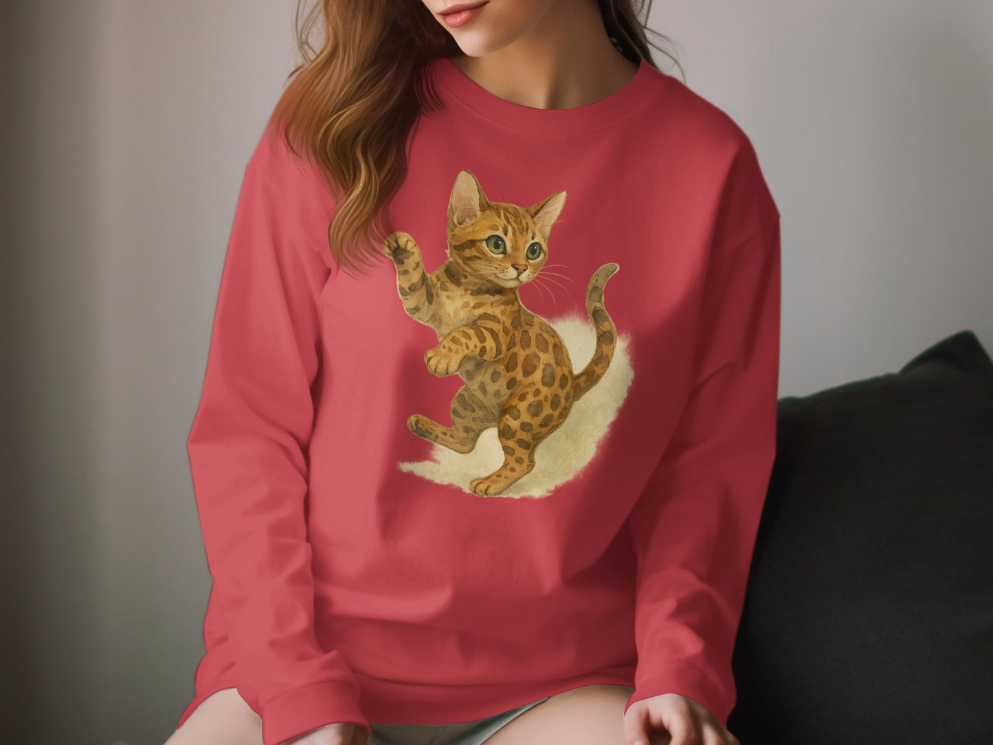 Adorable Cat Design Long Sleeve Cozy Sweatshirt product