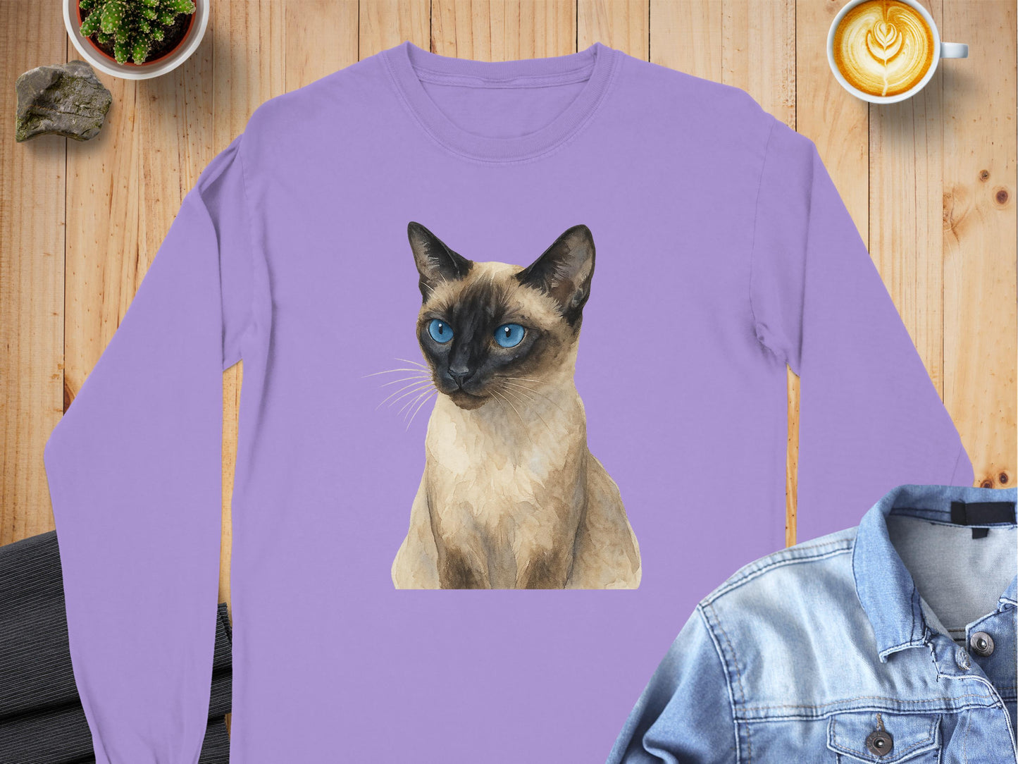 Cat Lover Long Sleeve Shirt with Unique Cat Print product