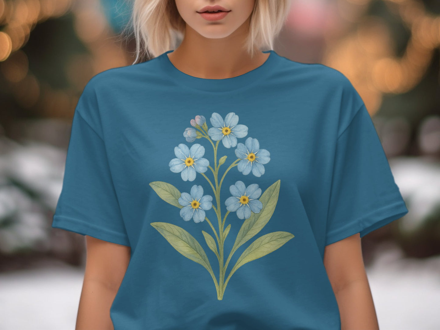 Blue Shirt with Delicate Floral Design Shirt product type