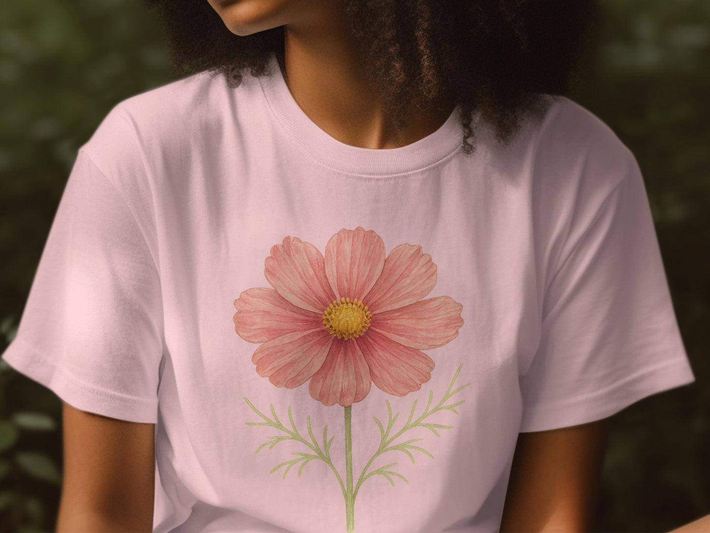 Pink Flower Graphic Print T-shirt Fashionable Product