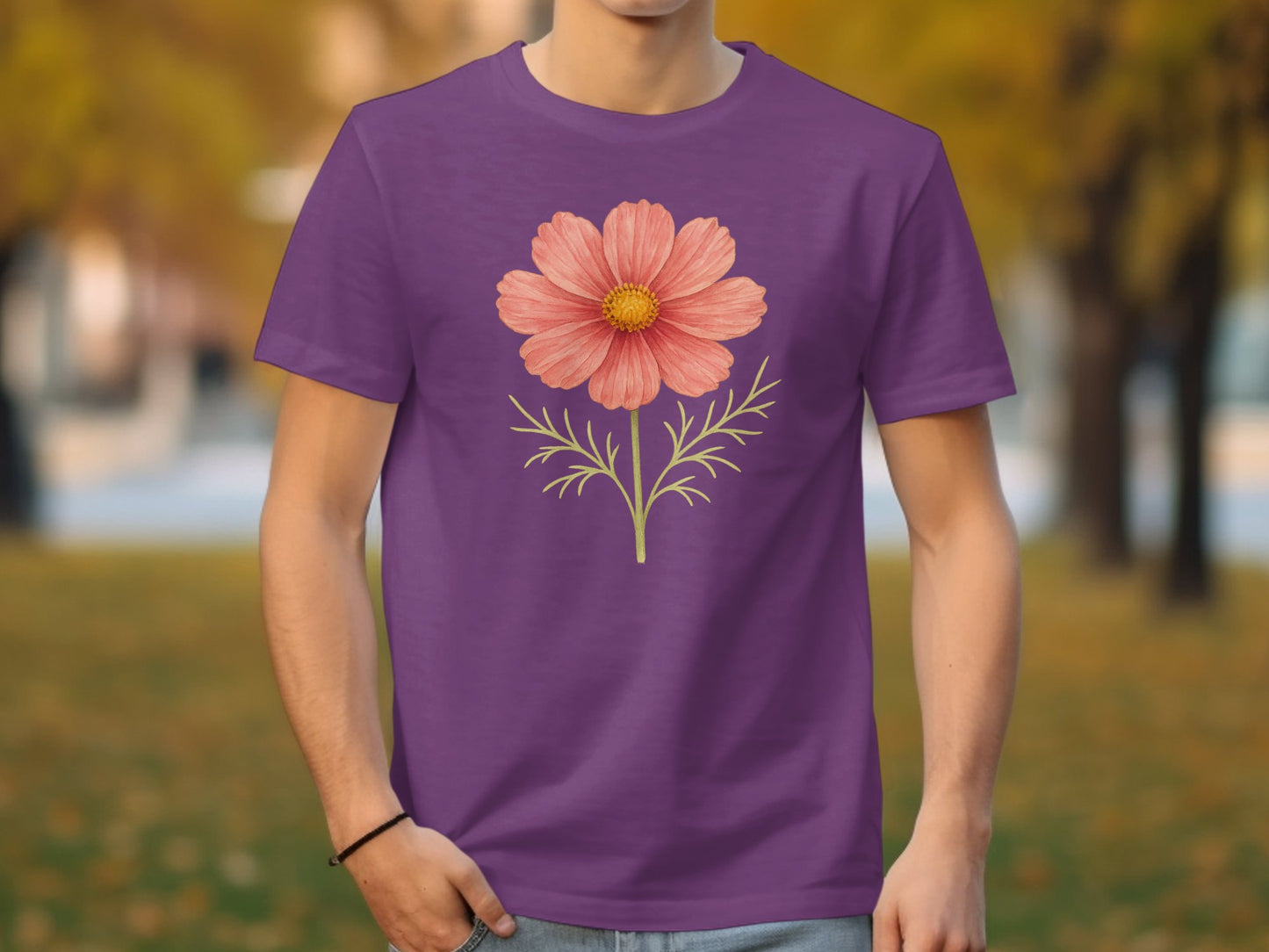 Purple T-Shirt with Large Pink Flower Design product type