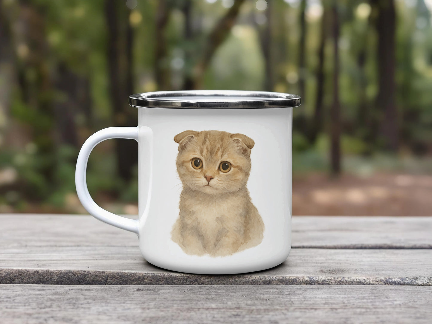 Cute Kitten Illustration on White Metal Mug product