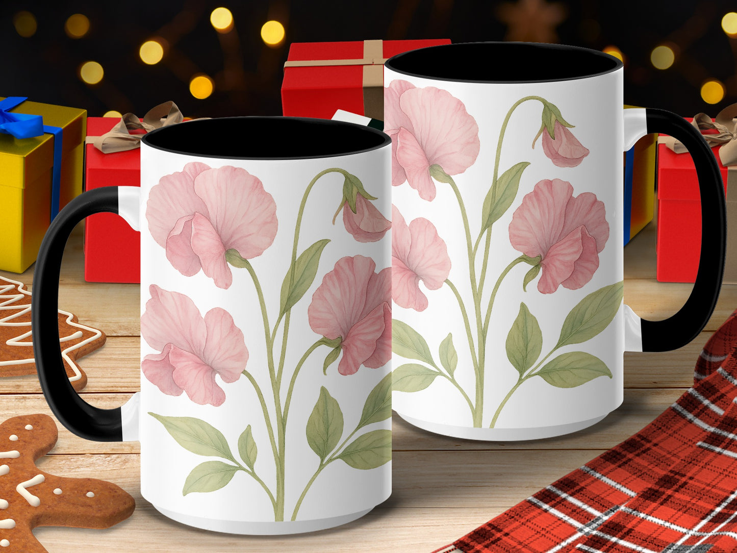 Festive Floral Mug with Elegant Design Holiday Product