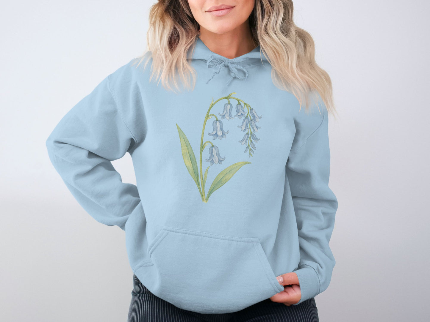 Blue Hoodie with Floral Design on Front product type