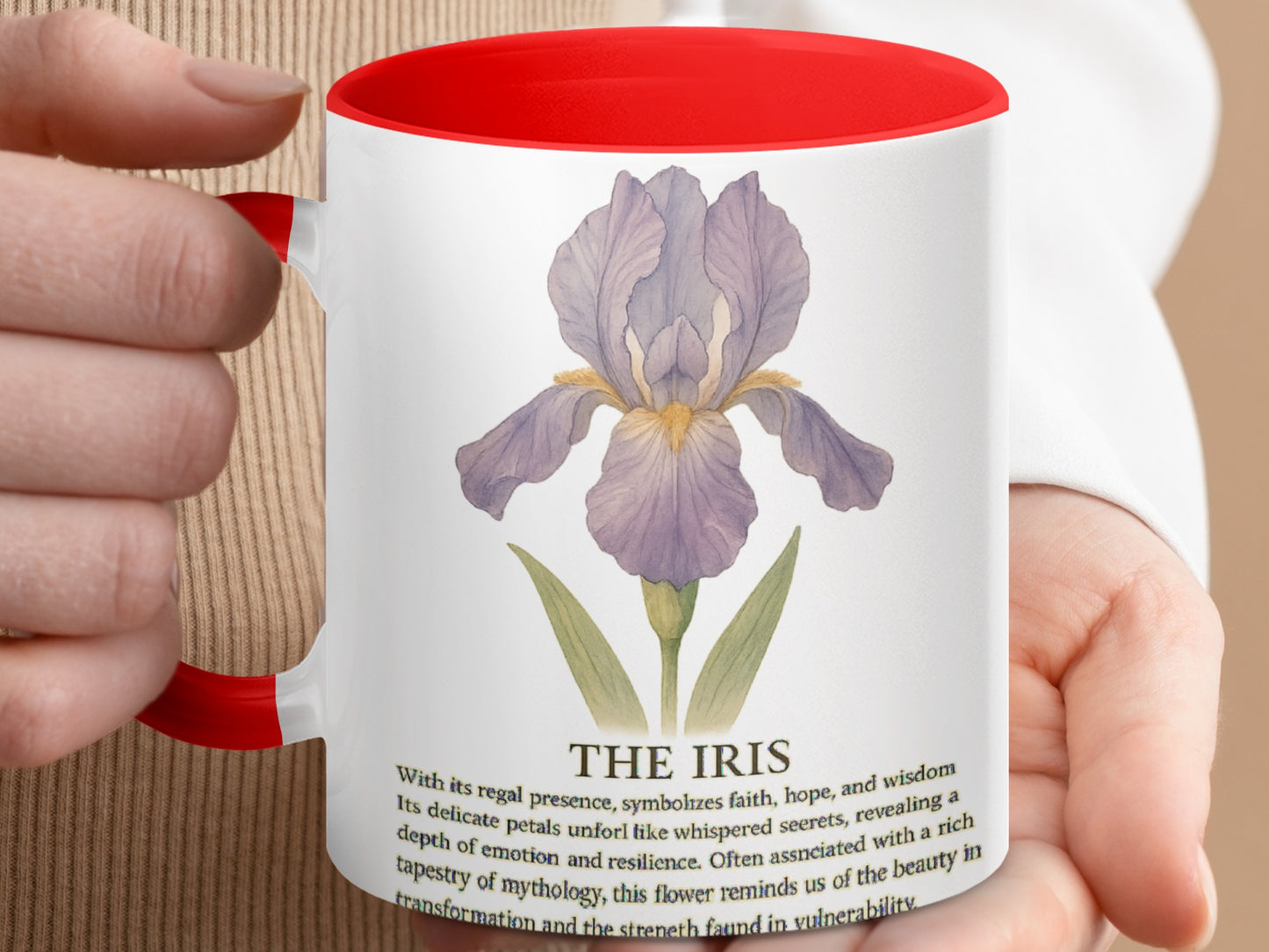 Elegant Mug with Beautiful Iris Flower Motivational Product