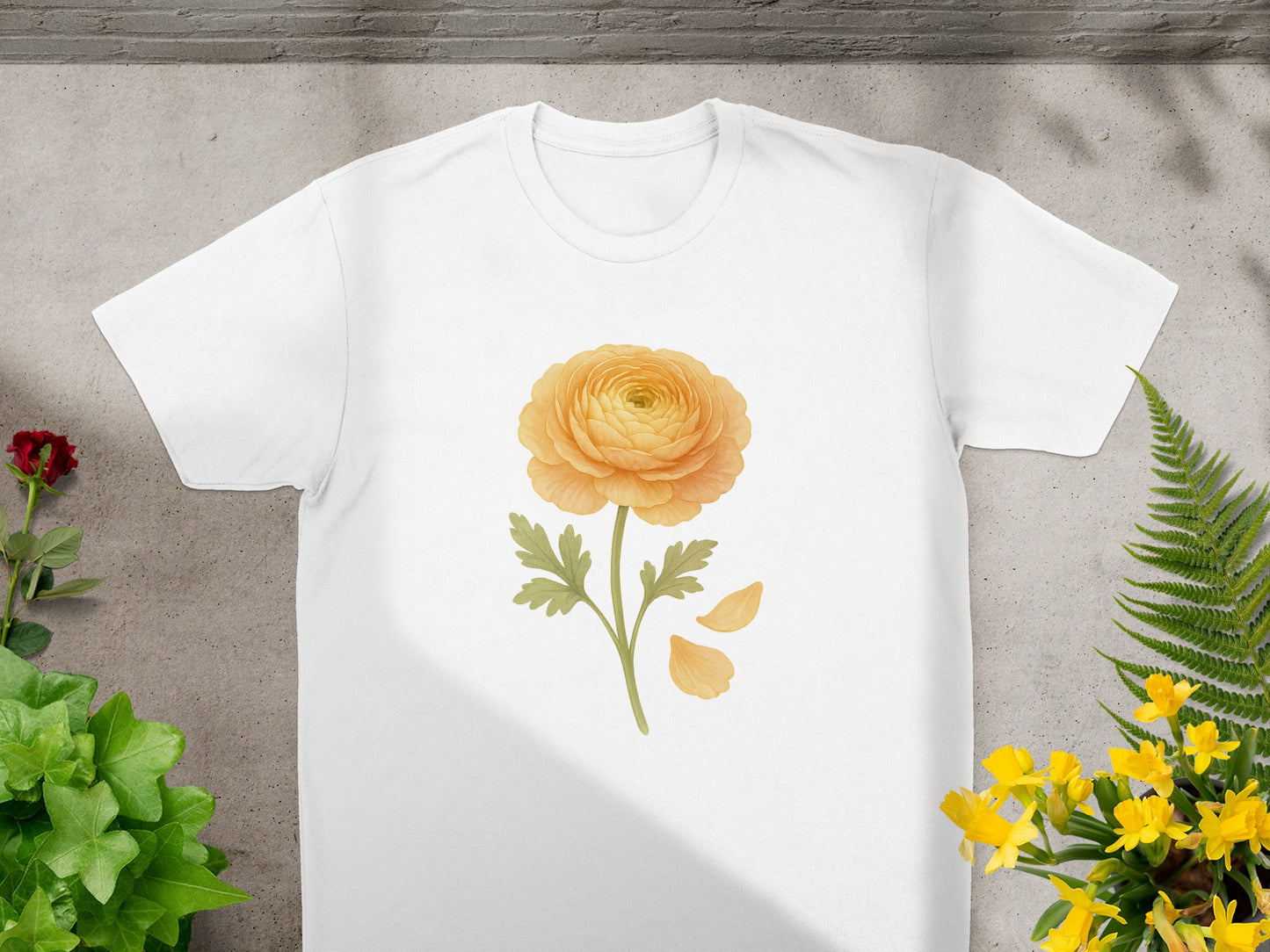 Vibrant Yellow Flower Print Casual Tee shirt product
