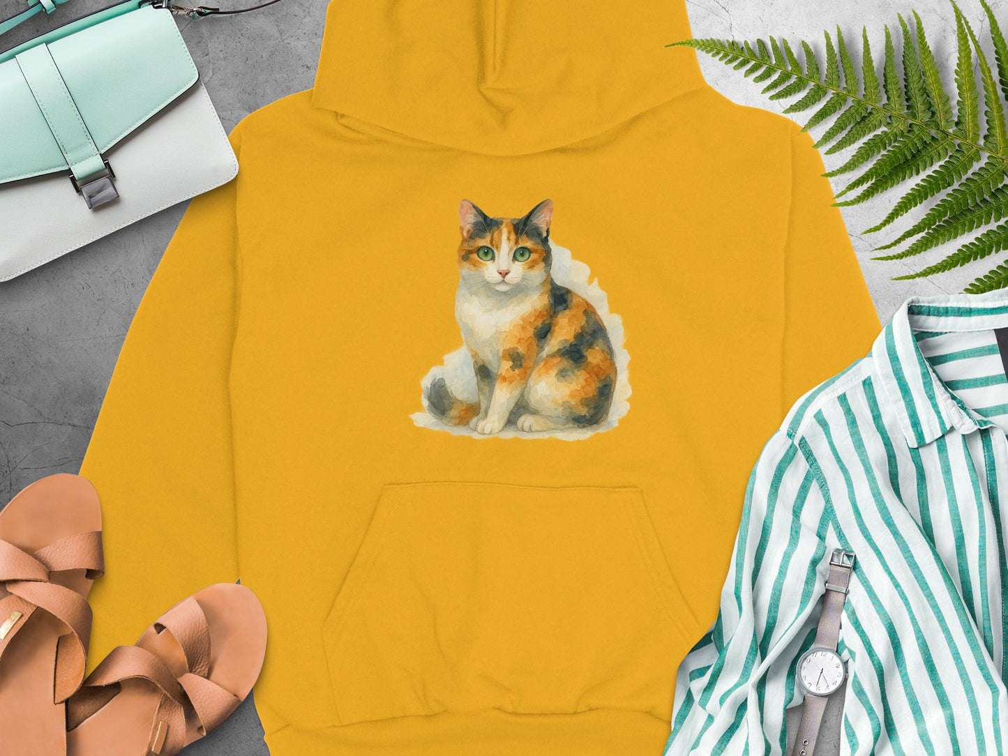 Cute Calico Cat Printed Graphic Hoodie Sweatshirt product