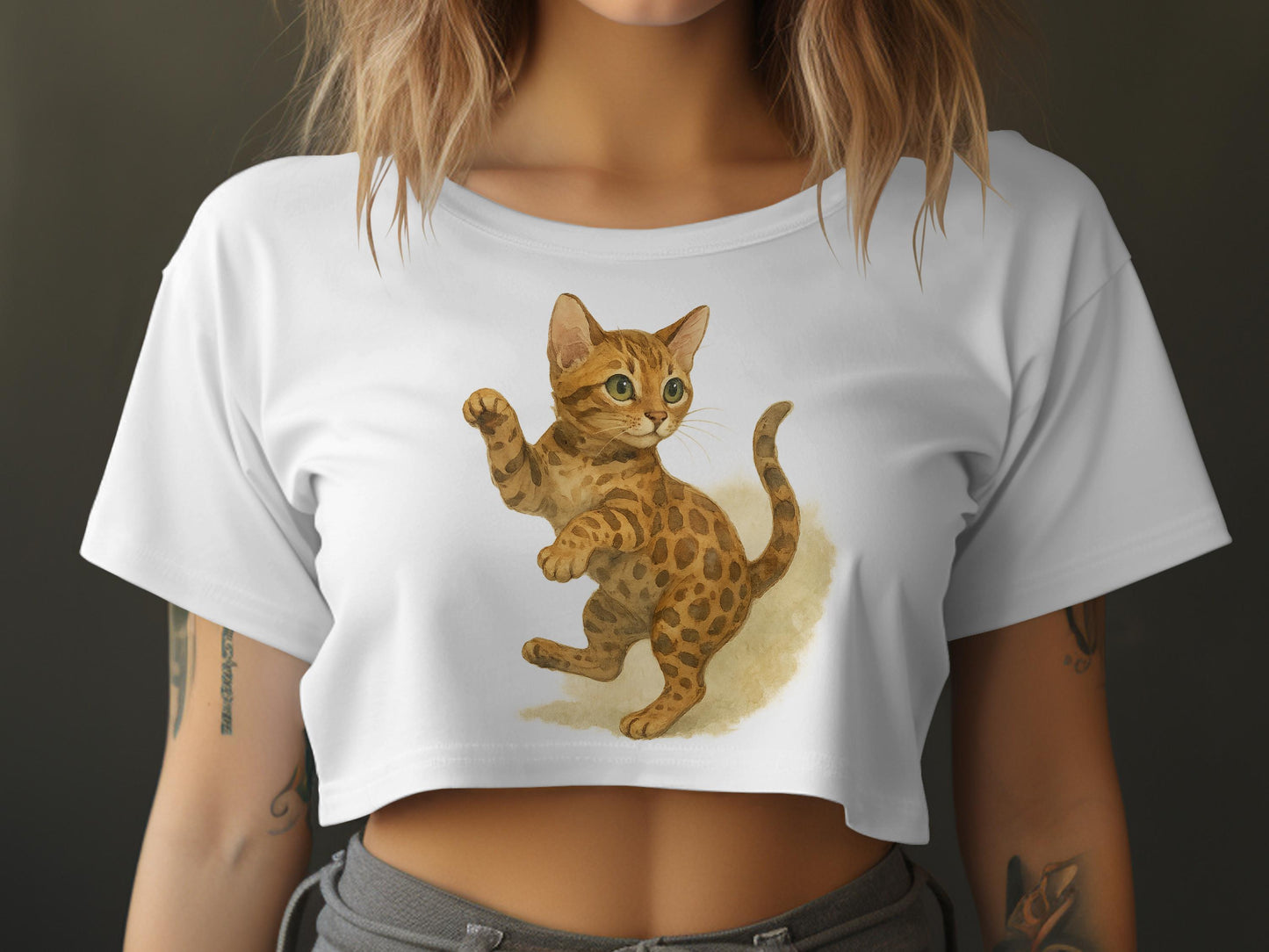 Cute Bengal Kitten Print on Women's Crop Top product
