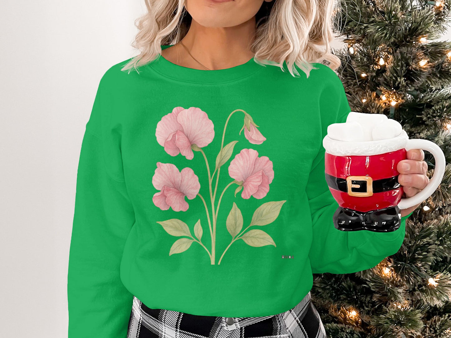 Floral Sweet Pea Graphic Long Sleeve Top product