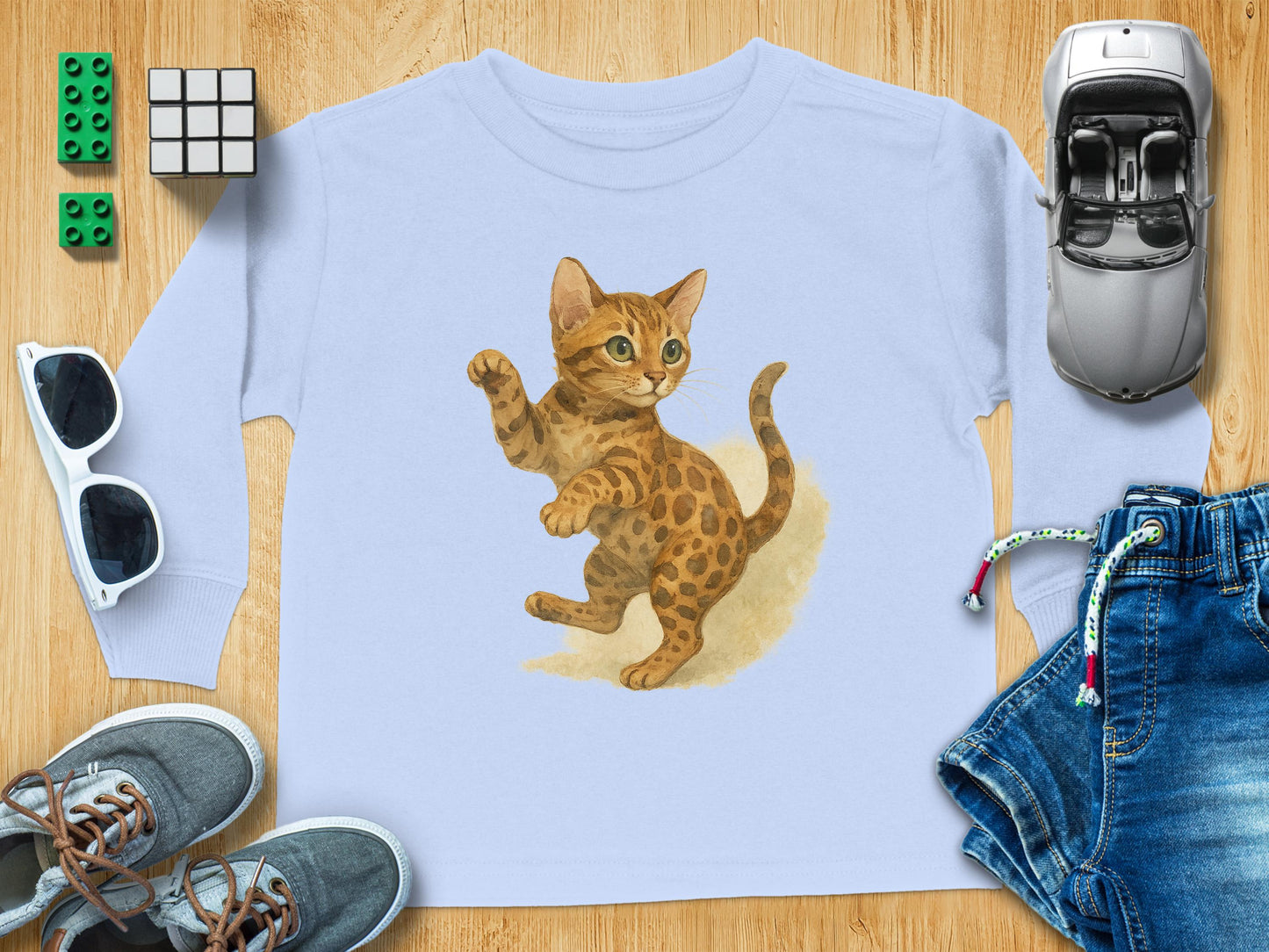 Playful Kitten Design Long Sleeve Shirt product type