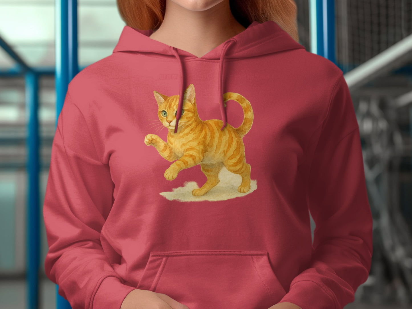 Playful Orange Cat Design Hoodie product type