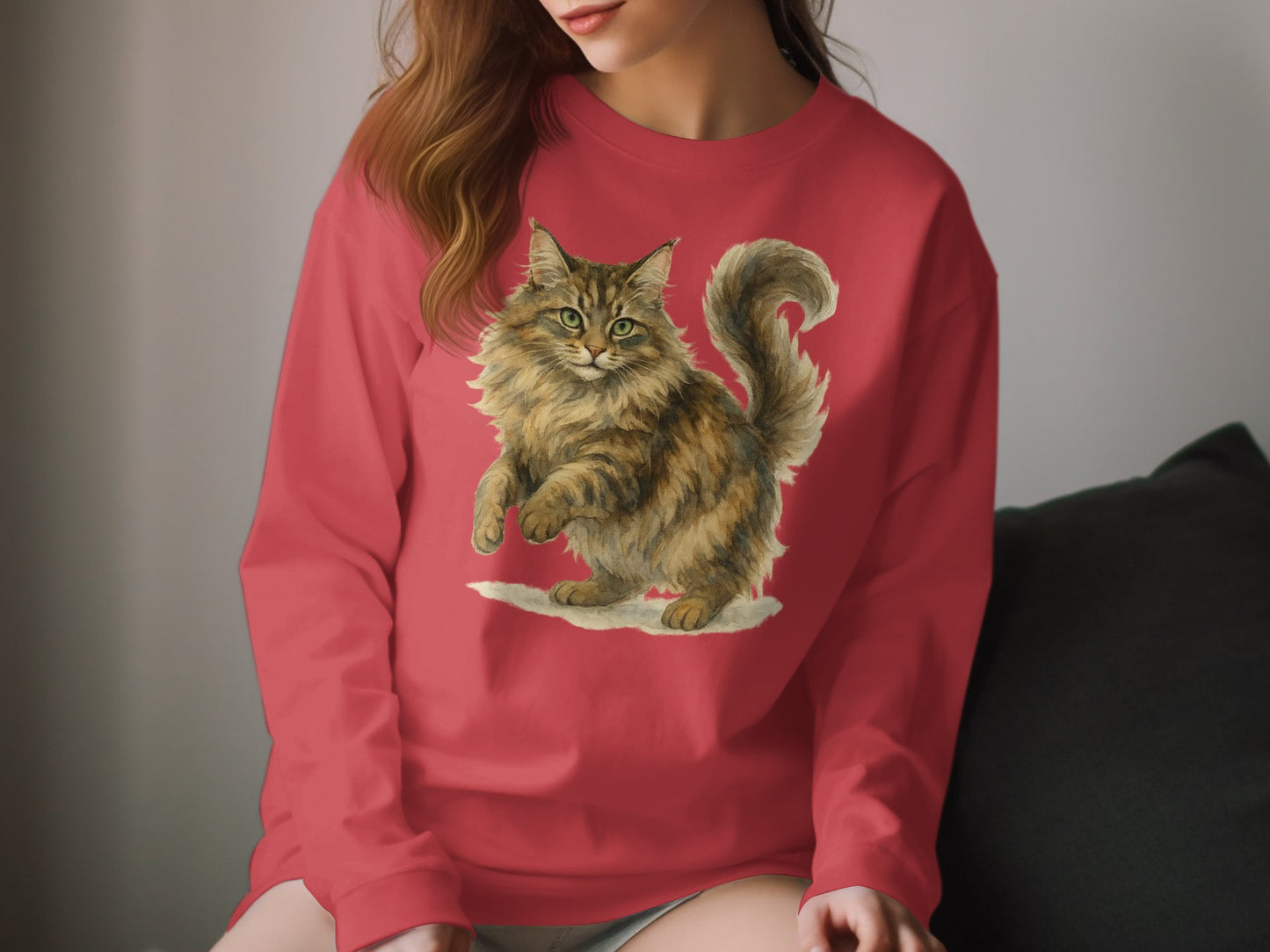 Red Sweater with Adorable Cat Design product type