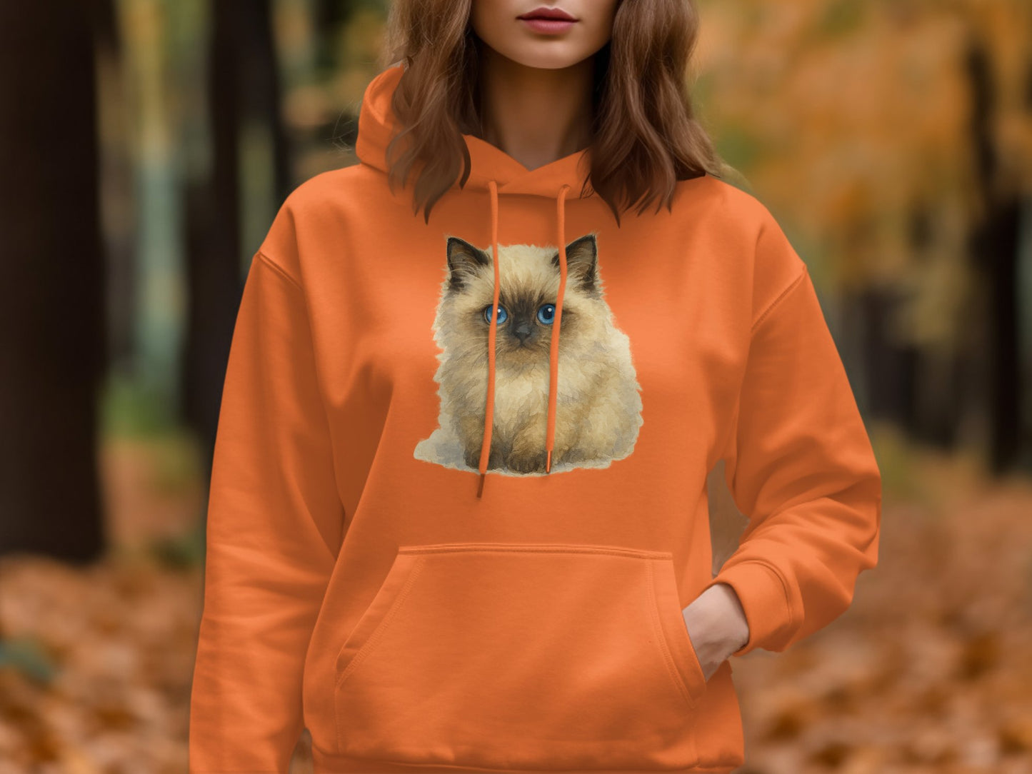 Cute Himalayan Cat Design Orange Hoodie product