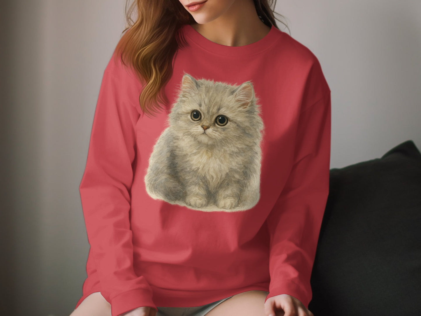 Cute Fluffy Kitten Design Long Sleeve Shirt product type
