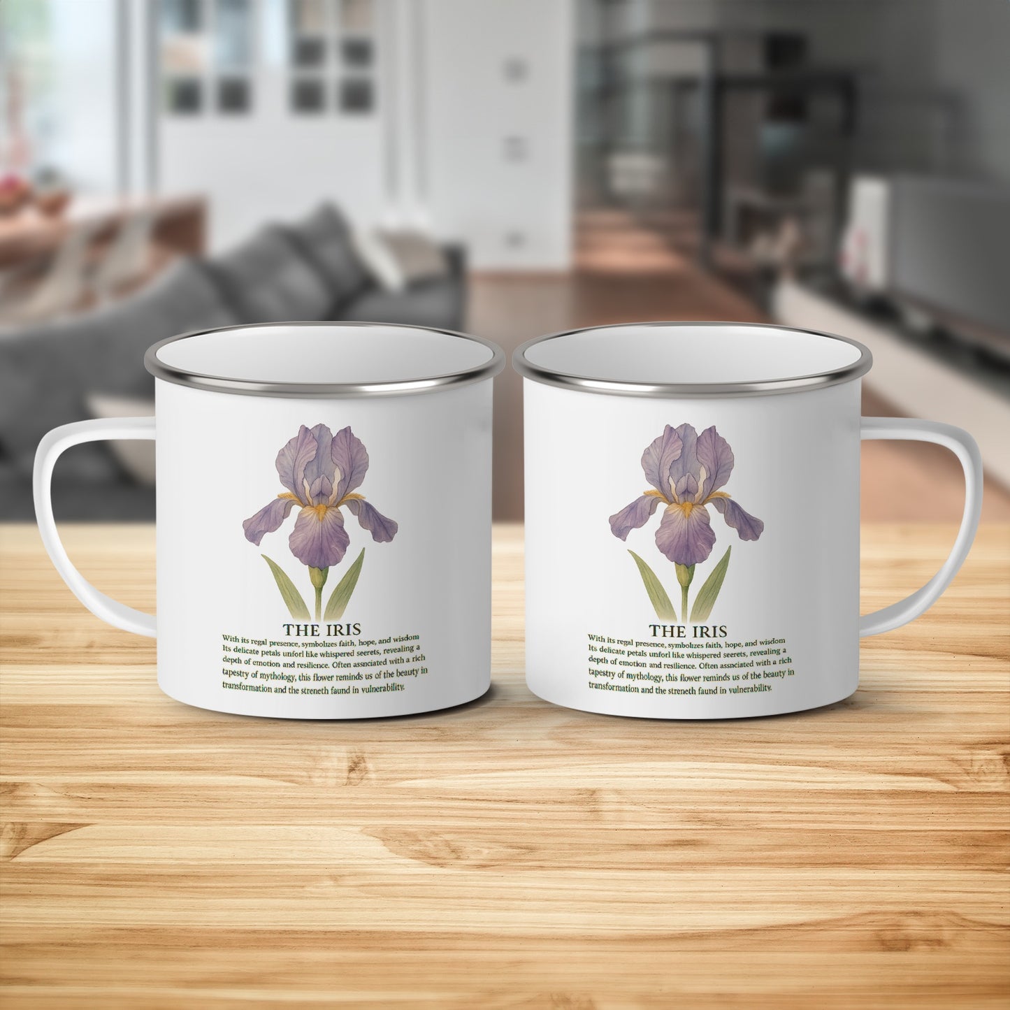 The Iris Floral Enamel Coffee Mug Set Unique Drinkware product