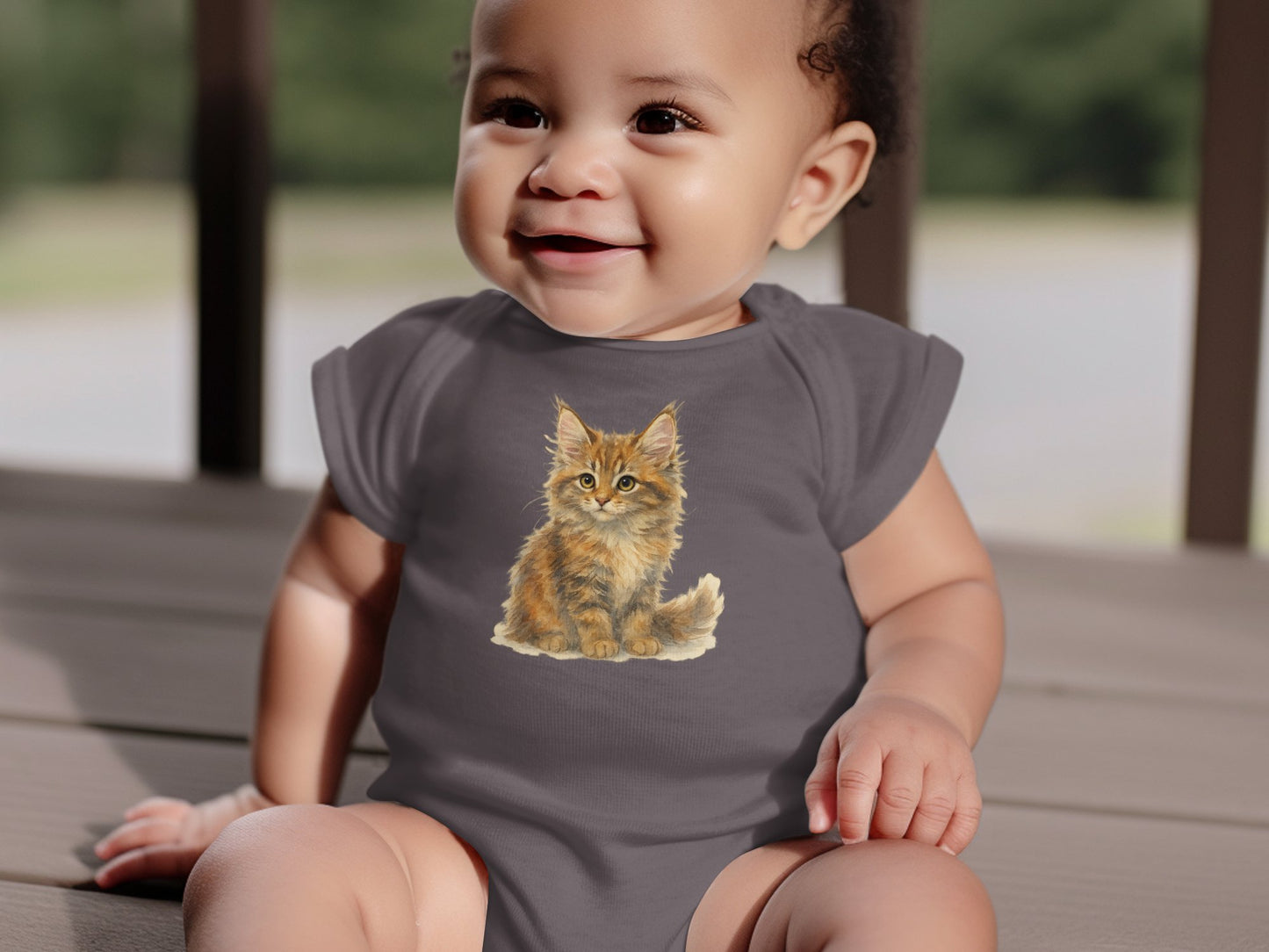 Adorable Kitten Print Baby Onesie Comfortable Product