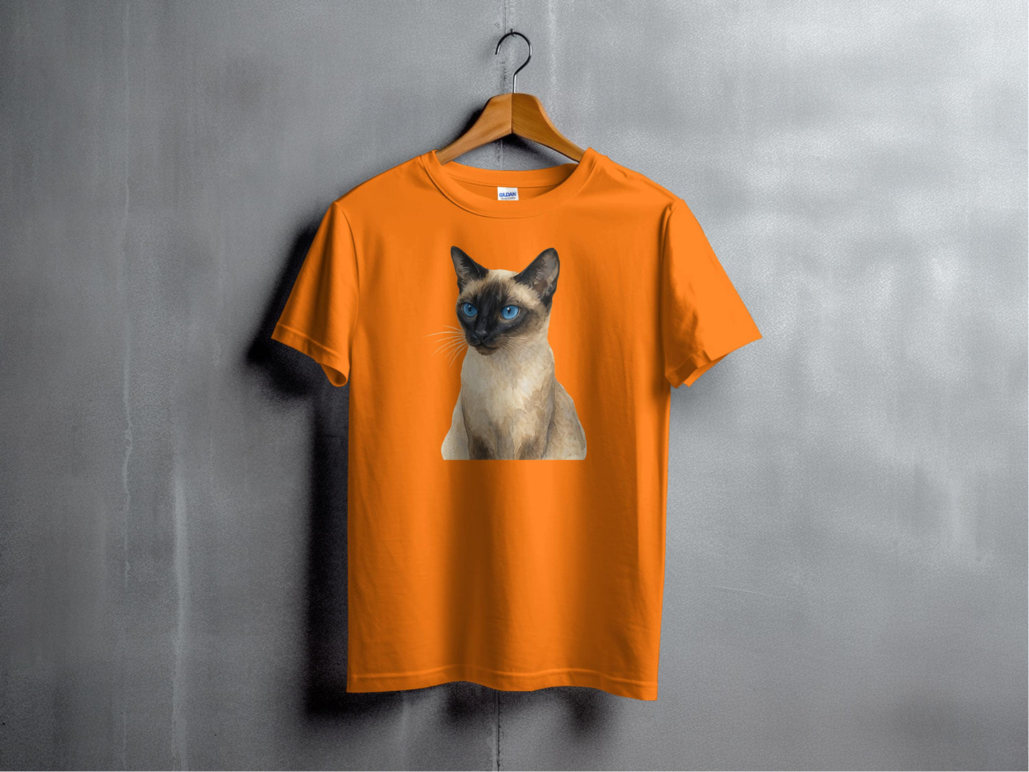 Orange T-Shirt with Siamese Cat Print Graphic product type