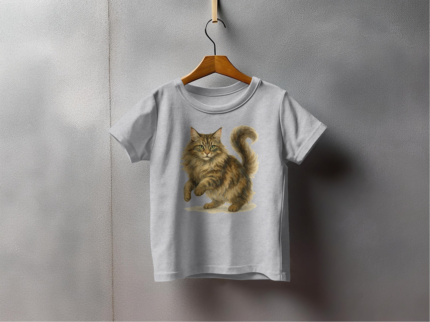 Cute Fluffy Cat Graphic Tee Shirt for Kids product
