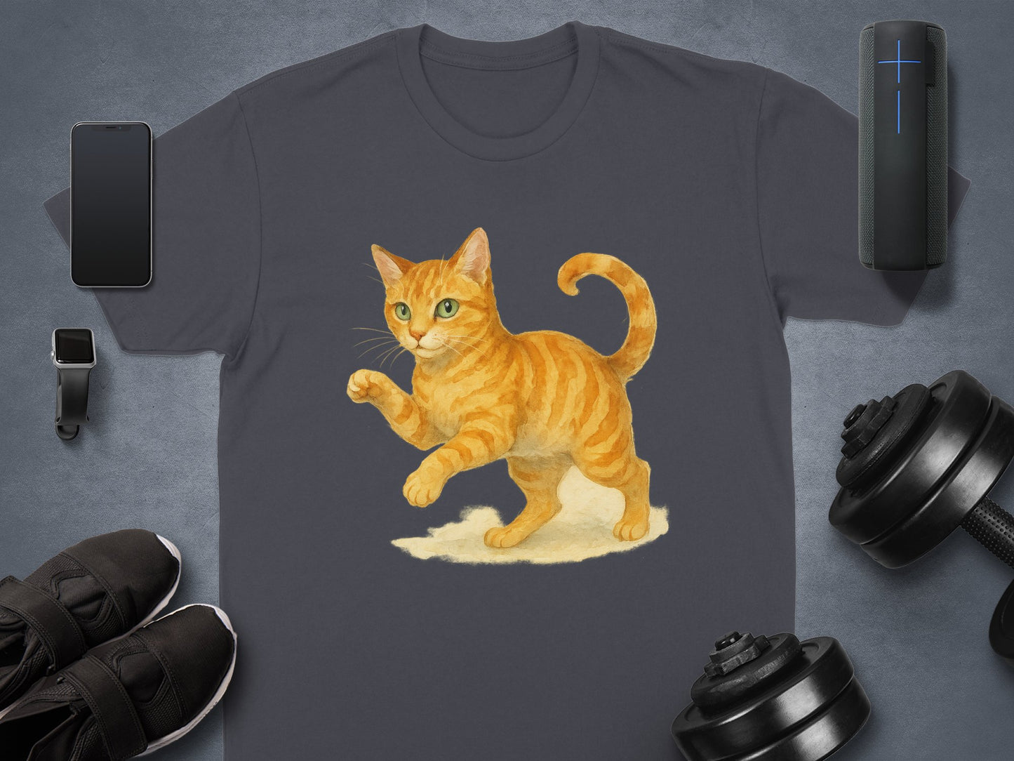 Playful Orange Tabby Cat Illustration T-shirt product