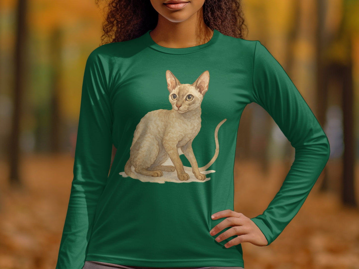 Green Long Sleeve with Cat Design Shirt product type