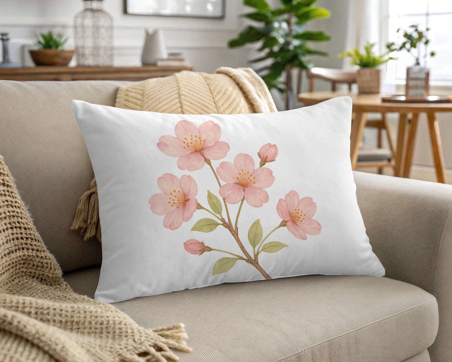 Beautiful Cherry Blossom Decor Pillow for Living Room product