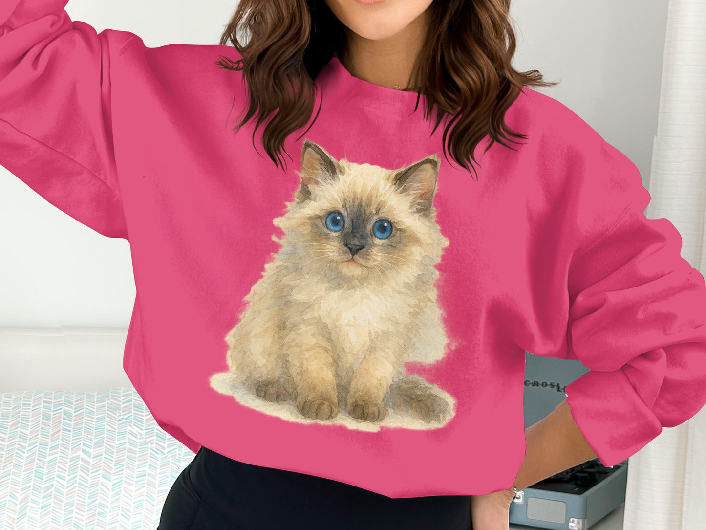Cute and Cozy Feline Illustration Sweatshirt product type