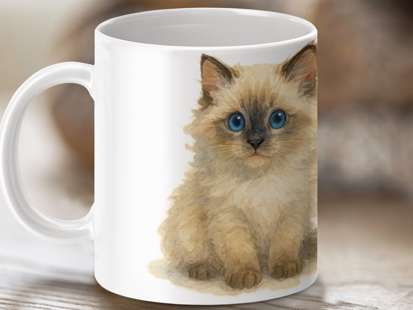 Cute Fluffy Kitten with Blue Eyes Design Mug product