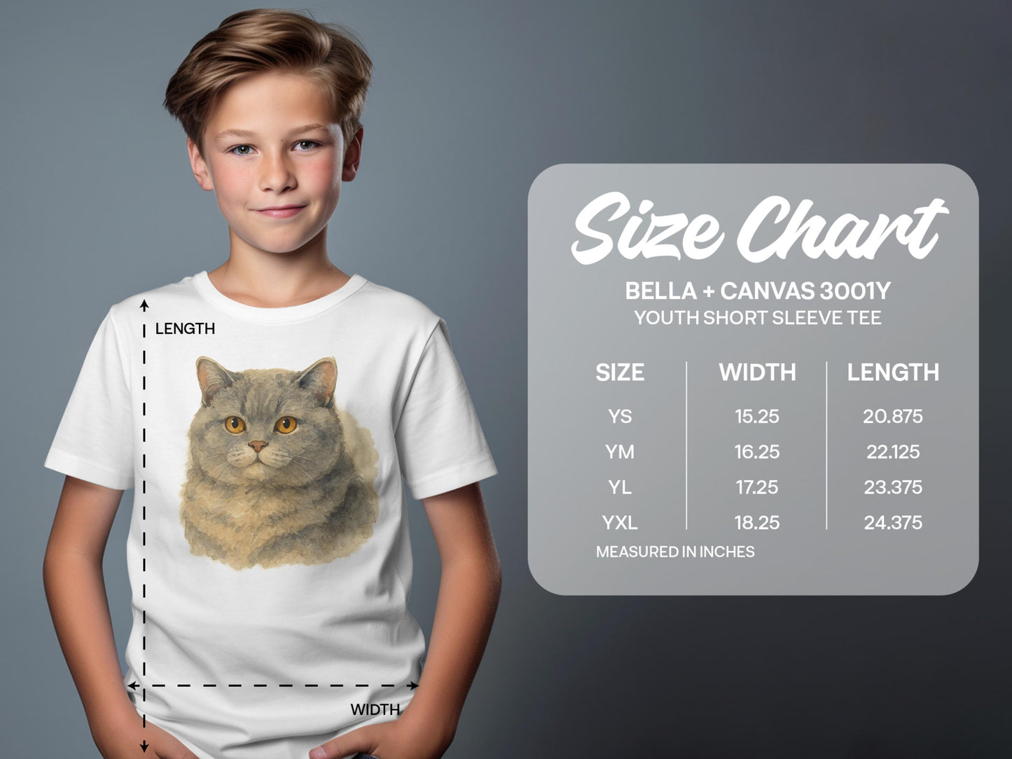 Youth Short Sleeve Tee with Realistic Cat Design product