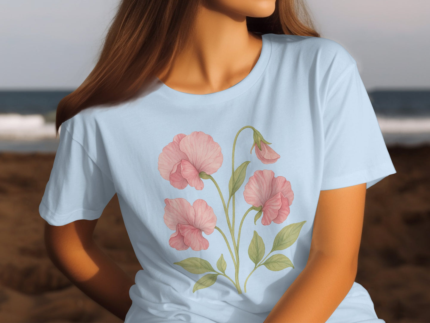 Beautiful blooming pink floral short sleeve t-shirt product