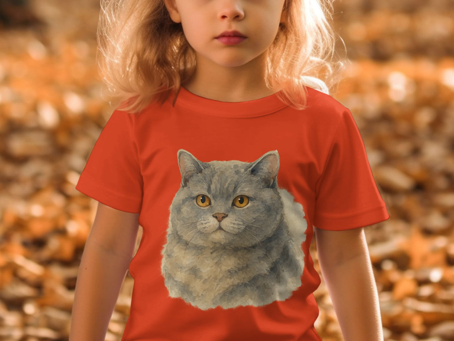 Cute Cat Graphic Print on Kids Red T-Shirt product type