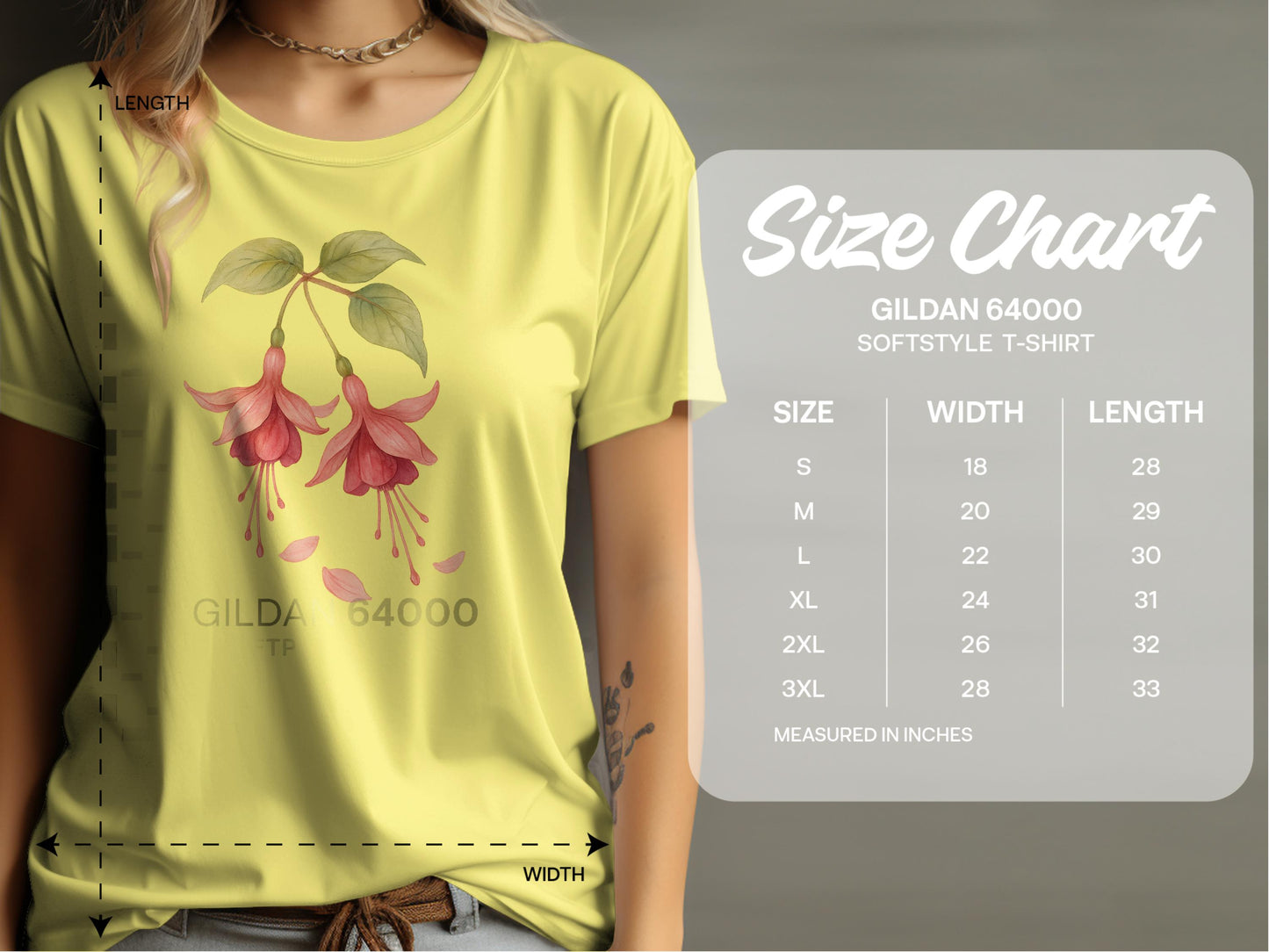 Floral Print Gildan 64000 Softstyle T-Shirt product