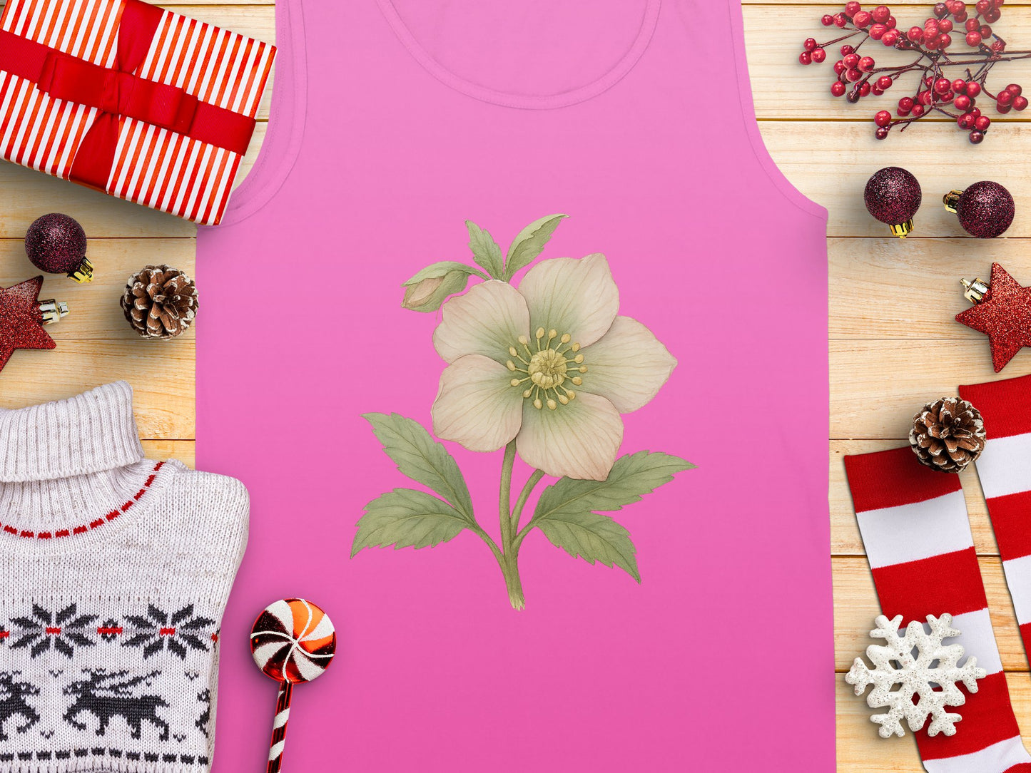 Floral Design Pink Color Women's Tank Top product type