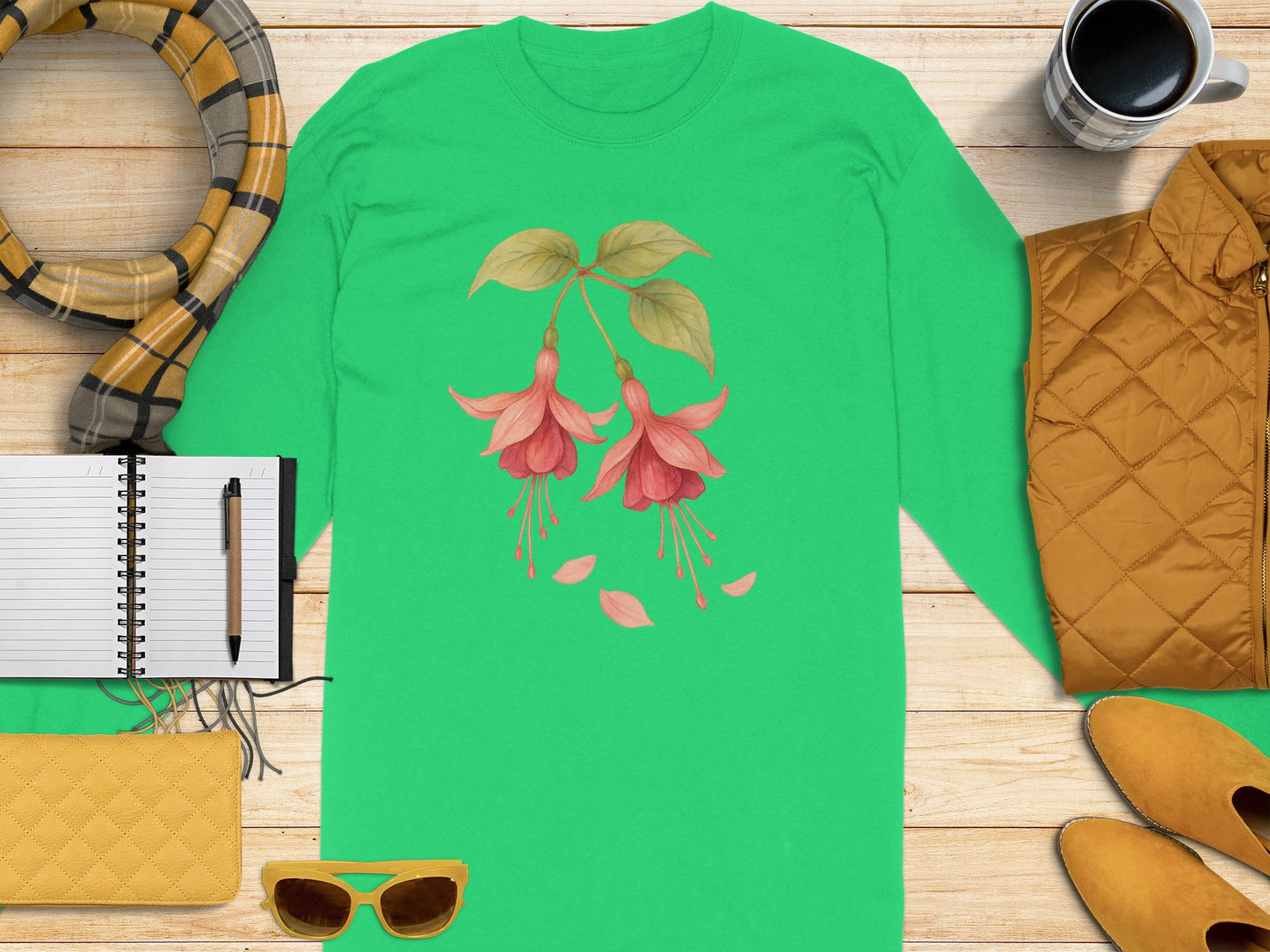 Stylish Green Long Sleeve Floral Print Shirt product