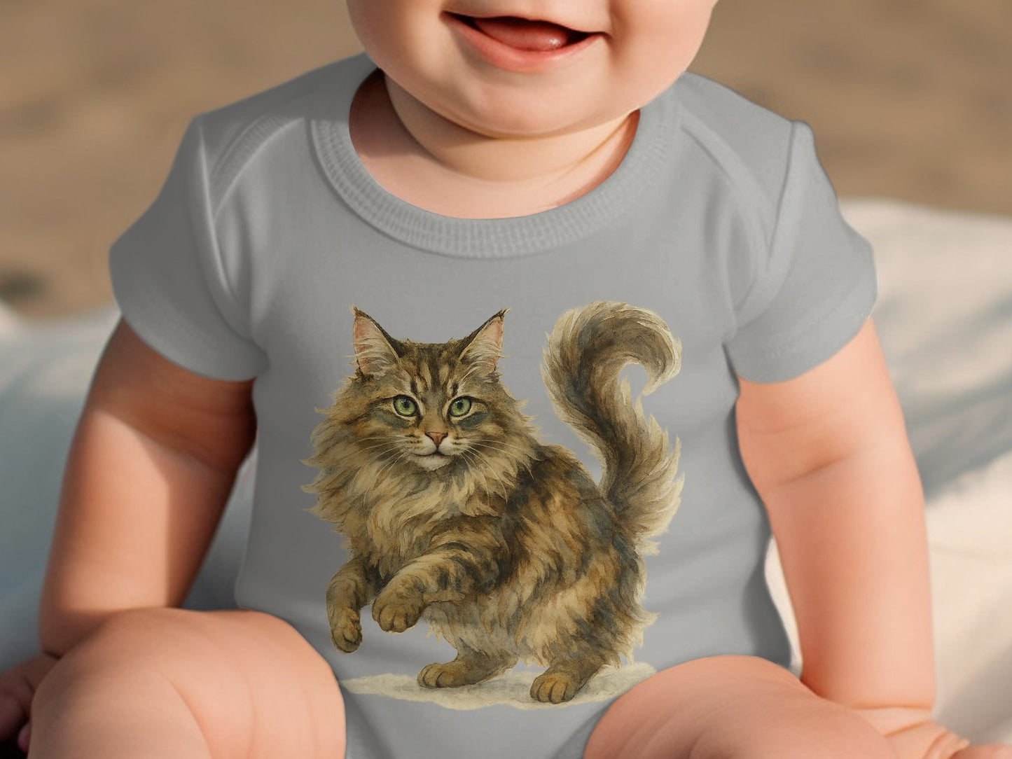 Cute Baby Onesie with Fluffy Cat Design product