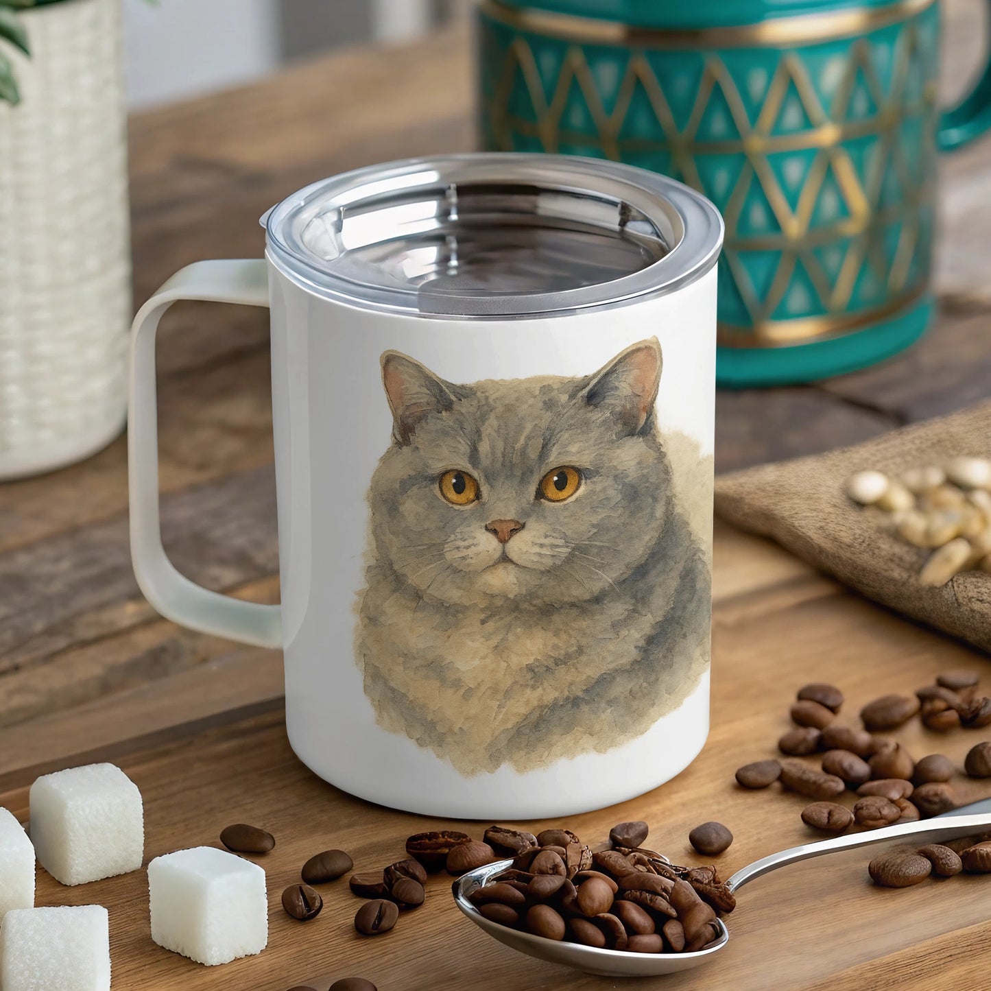 Charming Cat Design Insulated Coffee Mug 12oz product type