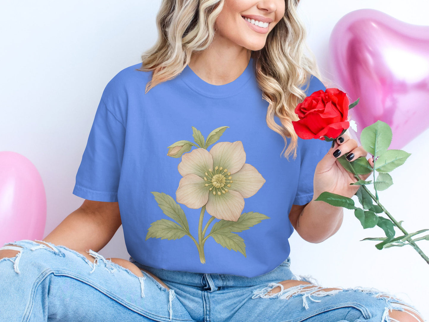 Beautiful Floral Design Blue Shirt Comfortable Product Type
