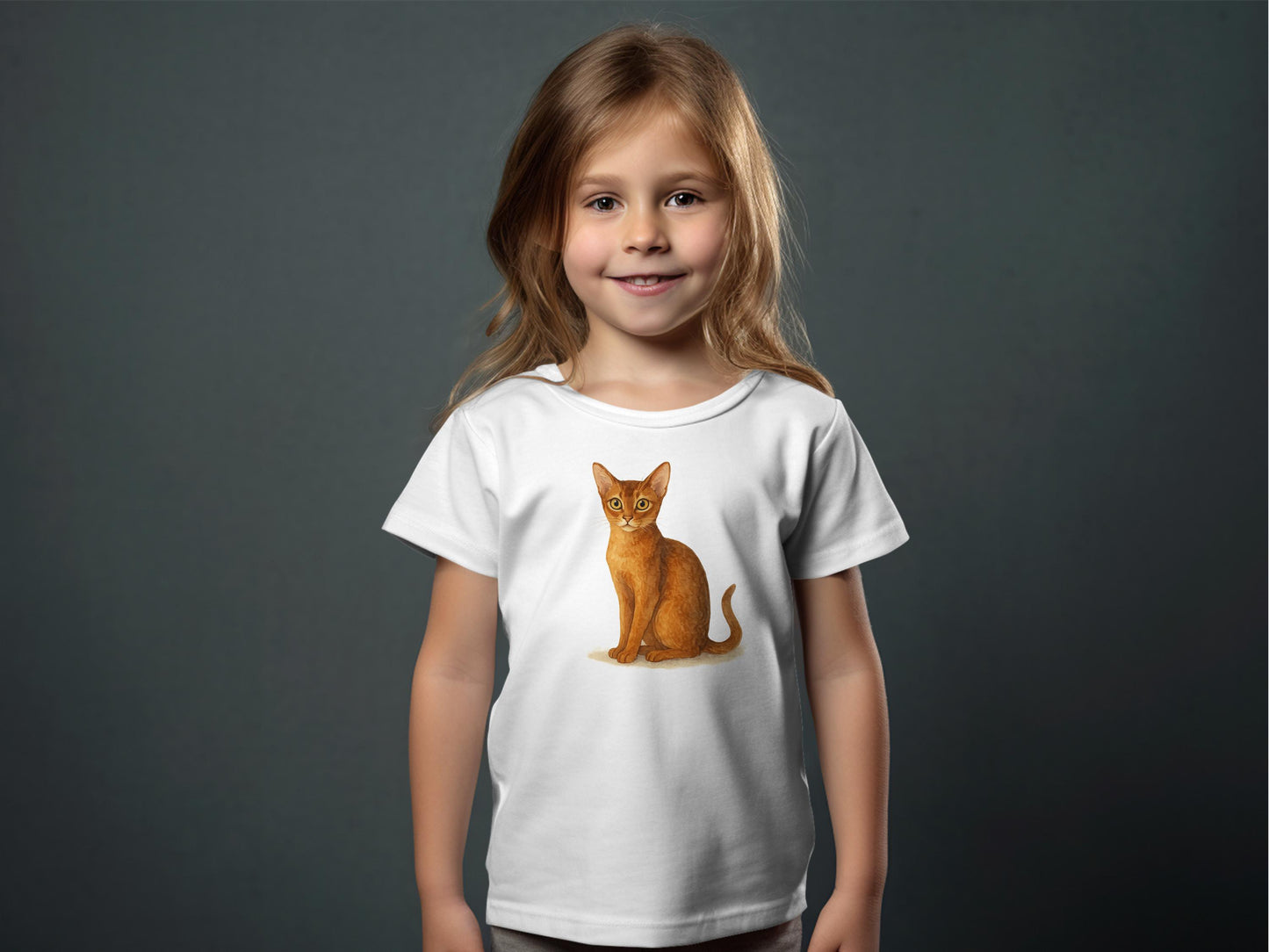Cute Cat Print Design on Little Girl's T-shirt product type