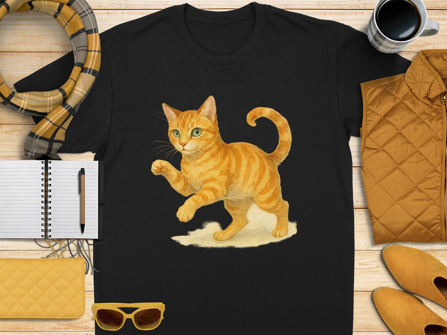 Cute Ginger Cat Illustration T-Shirt Unique Cat product