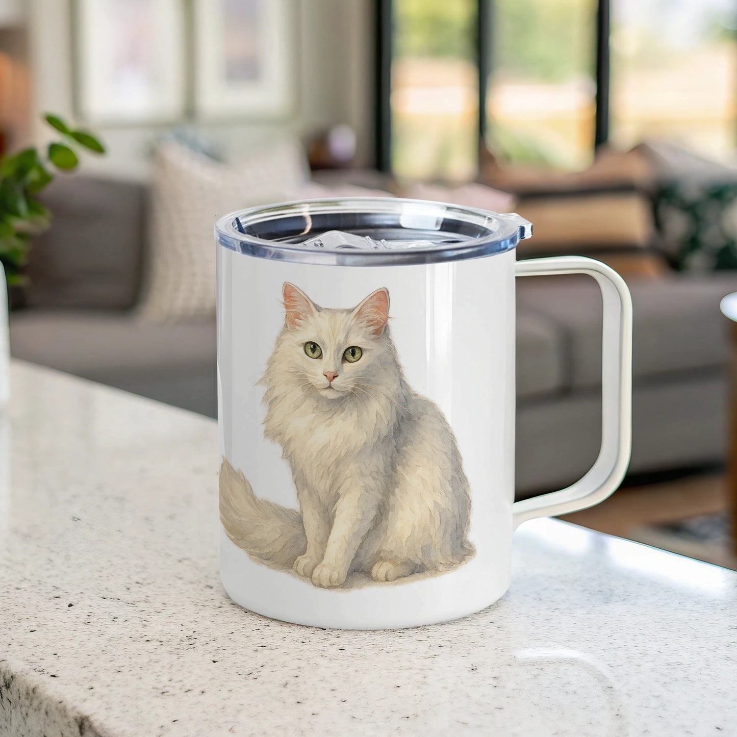 Elegant White Cat Print Mug Perfect Gift product