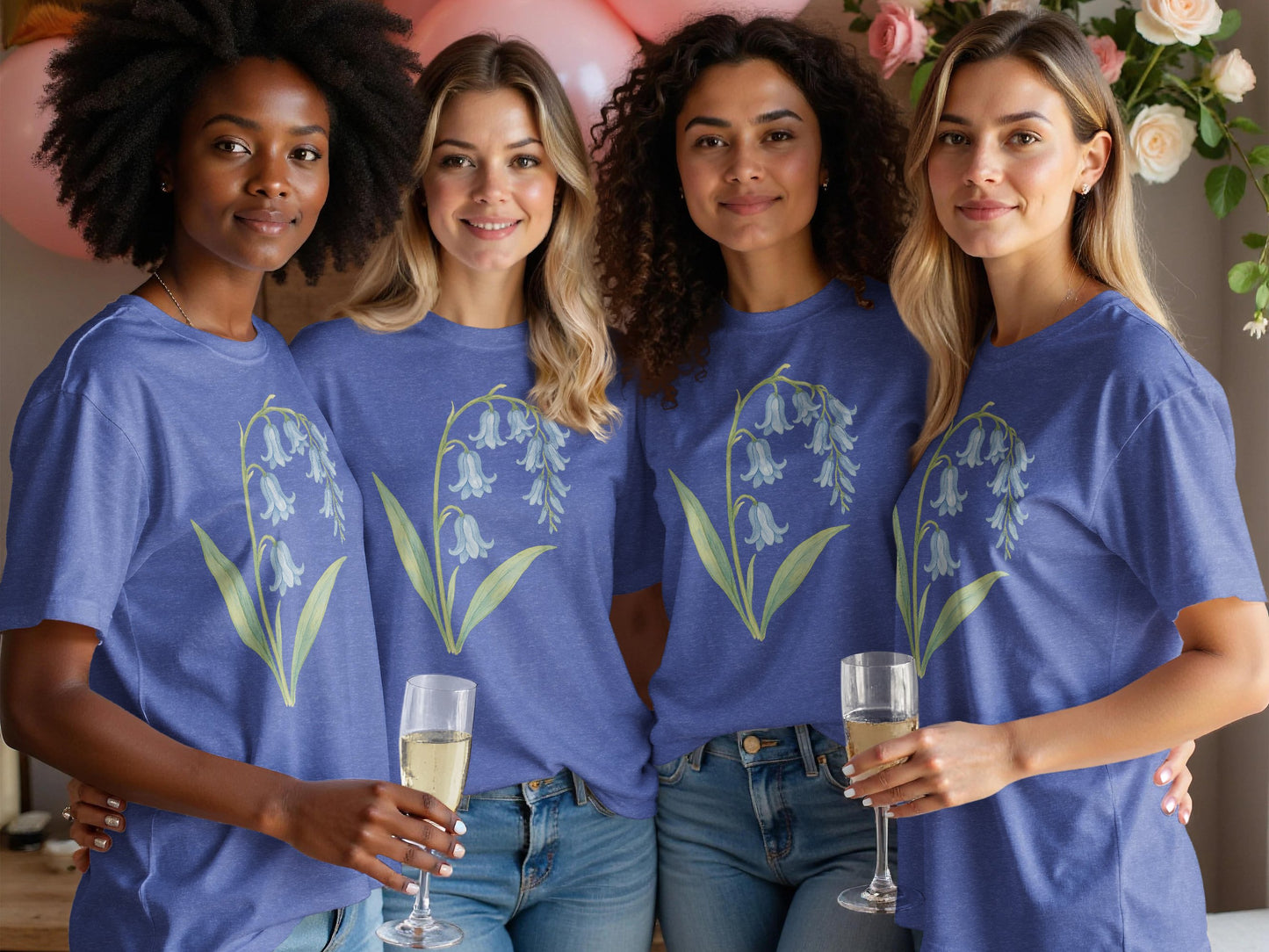 Beautiful Blue Tee with Flower Art Design product