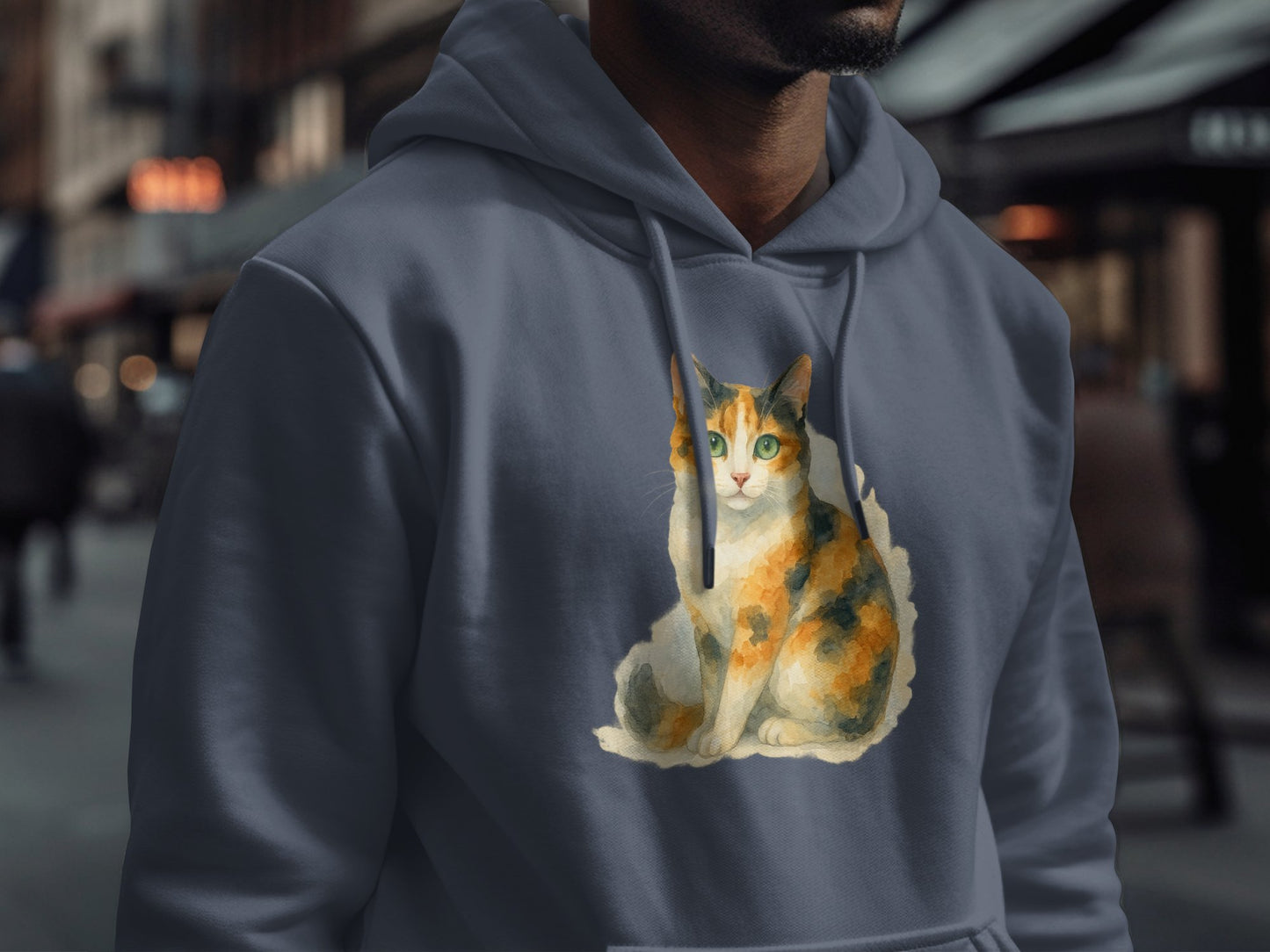 Artistic Cat Print Hooded Sweatshirt Style Product