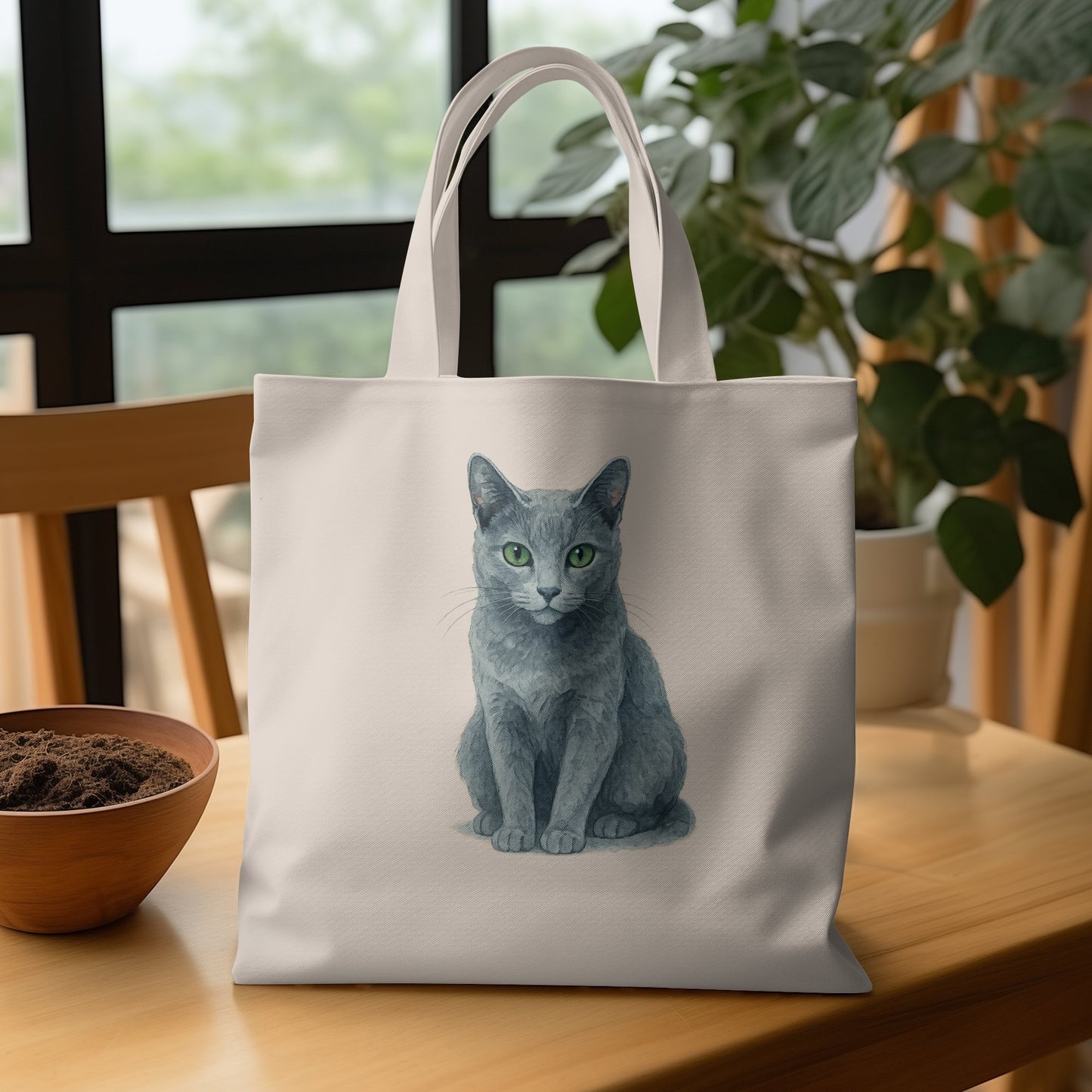 Elegant Cat Illustration Beige Tote Bag product type