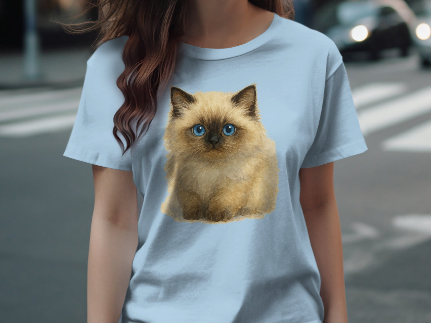 Cute Blue-Eyed Fluffy Kitten Graphic Tee Shirt product type