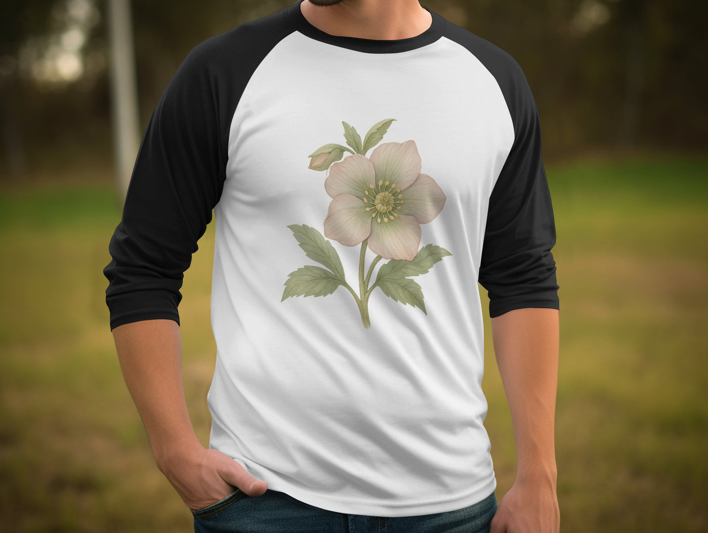 Botanical Flower Design Long Sleeve Shirt product
