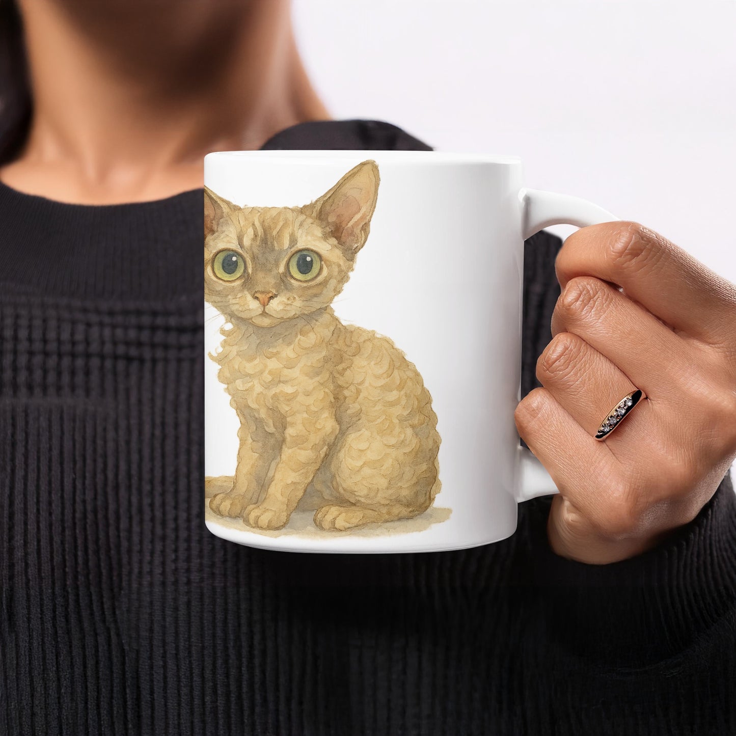 Cute Big Eyed Kitten Art on Coffee Mug product type