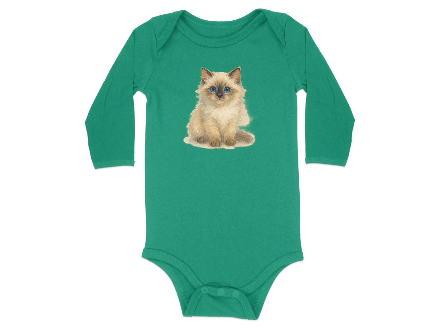 Cute Kitten Print Long Sleeve Baby Onesie product